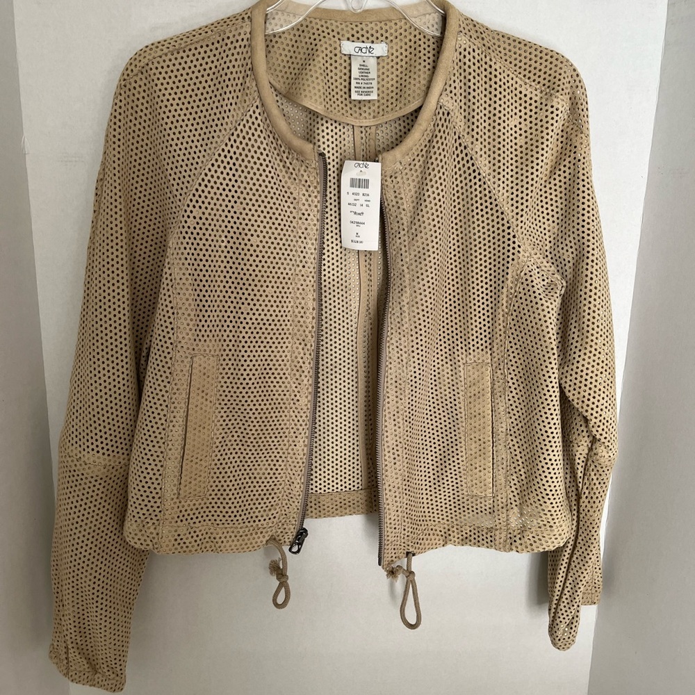 Cache Leather (suede) Waist Length Jacket Size Medium NWT Retail $328